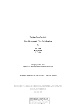 Equilibrium and Price Stabilization