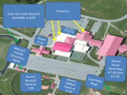 Alumni Baseball Game at 1:00 Color Me Creek Wood 5K Run/Walk