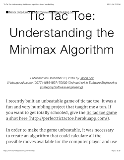 Tic Tac Toe: Understanding the Minimax Algorithm