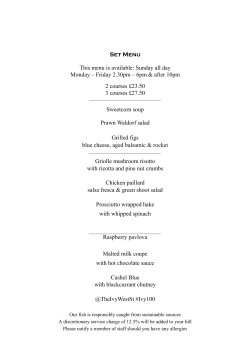 Set Menu This menu is available