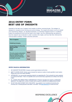 2016 entry form: best use of insights