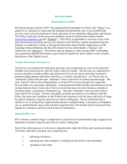 Boss Revolution Reasonable Use Policy IDT Retail Europe Limited