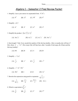 Algebra 1 &ndash; Semester 2 Final Review Packet