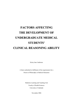 Development of Clinical Reasoning Abilities in UME Students