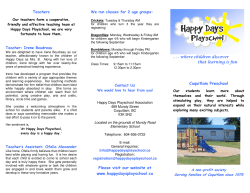 Please visit our website at www.happydaysplayschool.ca Coquitlam