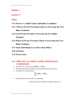 Module 4 Lecture 17 Topics 4.13 Private vs. Public Good