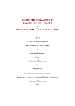 Economic Behaviour and Psychological Biases in Human