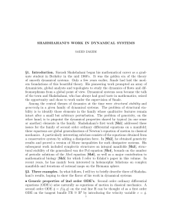 Shahshahani`s Work in Dynamical Systems