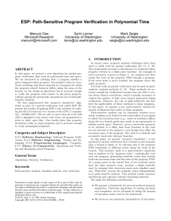 ESP: Path-Sensitive Program Verification in Polynomial Time