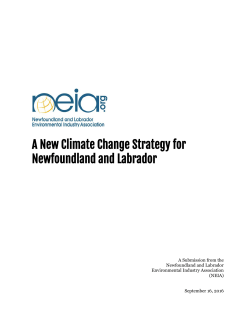 A New Climate Change Strategy for Newfoundland and