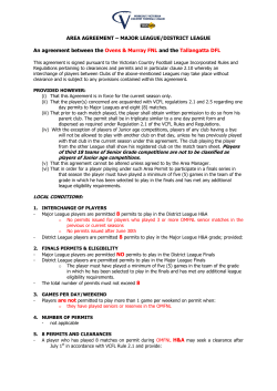 AREA AGREEMENT &ndash; MAJOR LEAGUE/DISTRICT