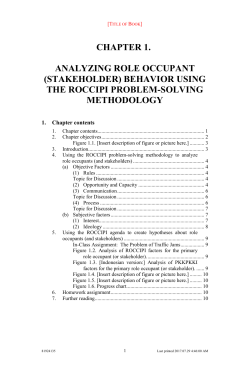 Chapter 1. Analyzing Role Occupant (Stakeholder) Behavior Using