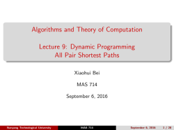 Dynamic Programming All Pair Shortest Paths - NTU.edu