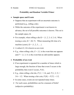 Probability and Random Variable Primer • Sample space and