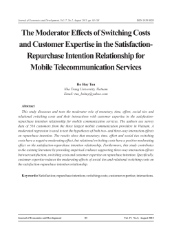 The Moderator Effects of Switching Costs and Customer Expertise in