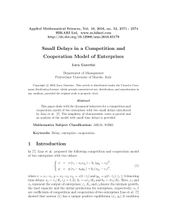 Small delays in a competition and cooperation model of
