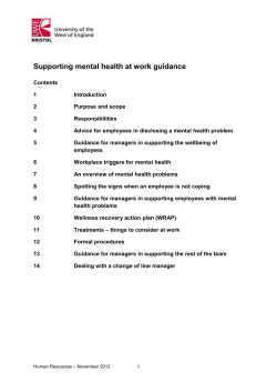 Supporting mental health at work guidance