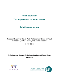 Adult Education. Too important to be left to chance