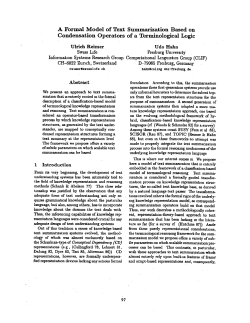 A Formal Model of Text Summarization Based on Condensation