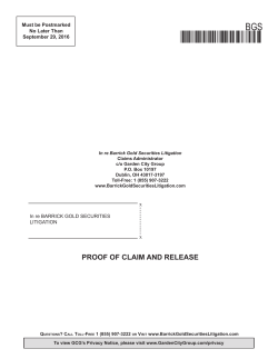 P-BGS-POC/1 - Barrick Gold Securities Litigation