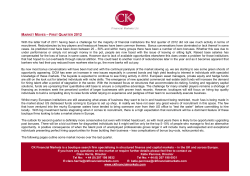 MARKET MOVES – FIRST QUARTER 2012 With the latter half of