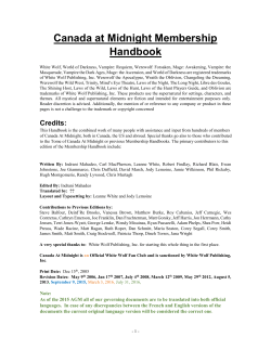 Canadian Camarilla Membership Handbook