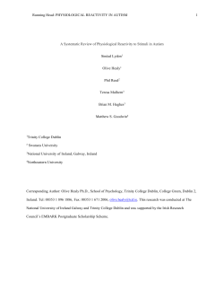 Physiological Reactivity in Autism Spectrum Disorder: A