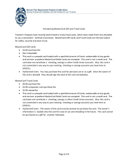 Introducing MasterCard Gift and Travel Cards Page 1 of 1 Traveler`s