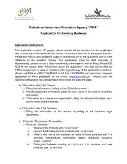Application for Existing Business - Palestinian Investment Promotion