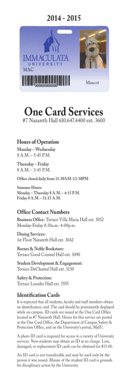 One Card Services - Immaculata University
