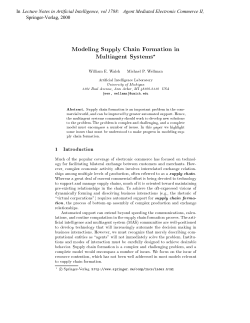 Modeling Supply Chain Formation in Multiagent Systems?