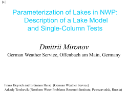 Parameterization of lakes in NWP models - c
