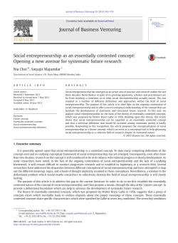 Social entrepreneurship as an essentially contested concept