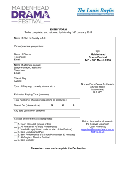 Entry Form - Maidenhead Drama Festival