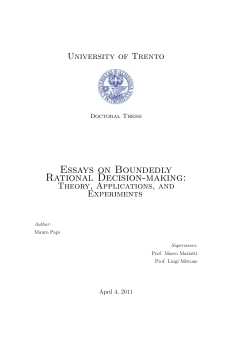Essays on Boundedly Rational Decision-making - Unitn