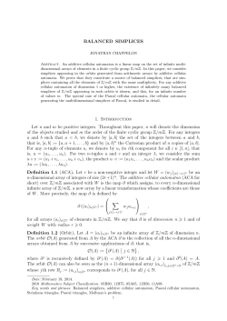 BALANCED SIMPLICES 1. Introduction Let n and m be positive