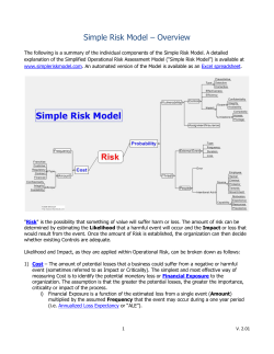 Simple Risk Model &ndash; Overview