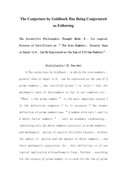 The Conjecture by Goldbach Has being Gonjectured as Following