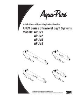 Aqua-Pure&reg; APUV Series Ultraviolet Light Systems, I/O