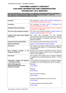 ICT SERVICES CUA14008 &ndash; CUSTOMER CONTRACT CUSTOMER