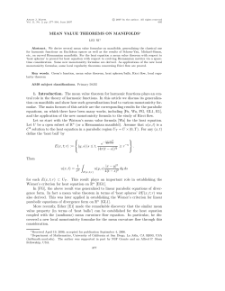 MEAN VALUE THEOREMS ON MANIFOLDS&lowast; 1