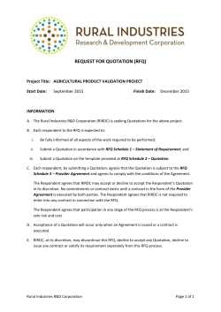 RFQ Schedule 1 &ndash; Statement of Requirement