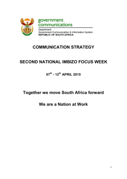 COMMUNICATION STRATEGY SECOND NATIONAL IMBIZO