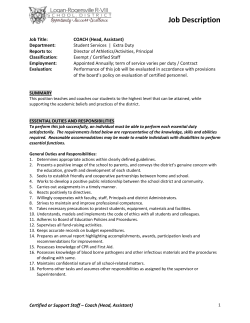 ED Coach-Head, Assistant New 2016