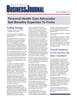 P ersonal Health Care Advocates Sell Benefits Expertise To Firms
