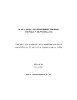 The Use of Clinical Decision Rules to Reduce Unnecessary: Head