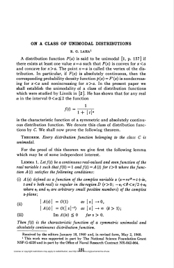ON A CLASS OF UNIMODAL DISTRIBUTIONS 181
