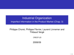 Industrial Organization - Imperfect Information in the Product