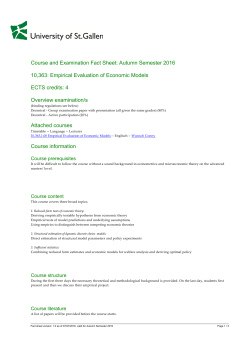 Merkblatt 10,363 Empirical Evaluation of Economic Models, Autumn
