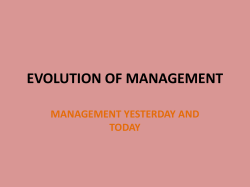 EVOLUTION OF MANAGEMENT